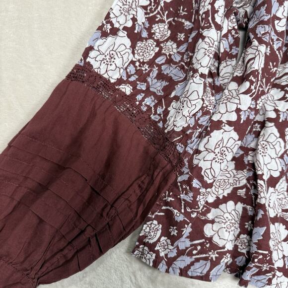 Anthropologie Cleobella Rafia Lace Blouse Women's Size XS Balloon Sleeve Cottage - Picture 3 of 10